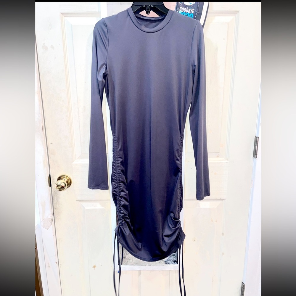 Elegant Long Sleeve gray Dress